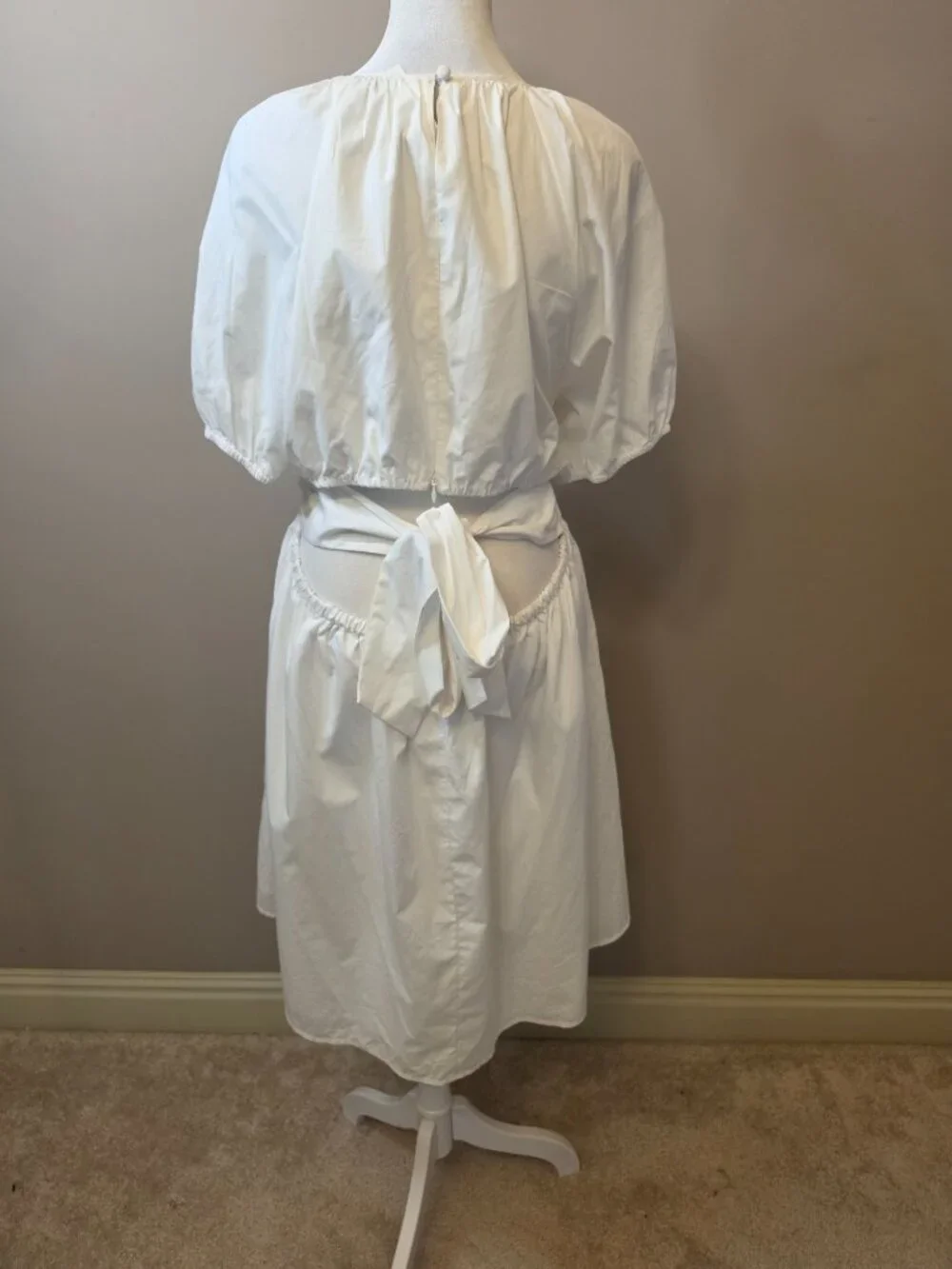 J Crew Tie Back Cotton Poplin White Mini Dress Size 18